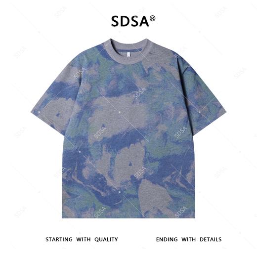 T4148SDSA夏季高级感新款男士韩版扎染撞色设计短袖T恤圆领百搭上衣 商品图1