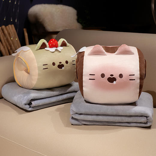 自然醒猫咪瑞士卷带孔午睡枕趴睡枕儿童小学生教室睡觉枕头抱枕办公室QYL 商品图10