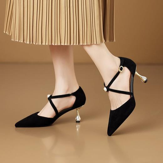 【预售5天】春夏新款包头单鞋女高跟尖头浅口交叉绑带单鞋HY&H3649 商品图3