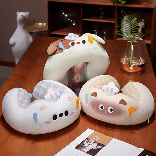 自然醒小厨师格纹系列驼峰U枕飞机睡觉便携式枕头脖子靠枕办公室午睡枕QYL 商品图8