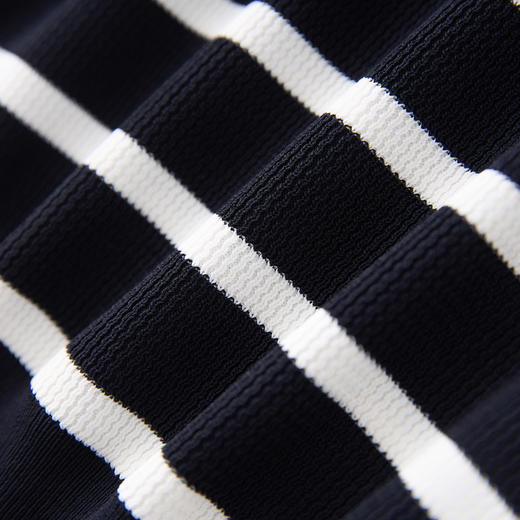 「高货wl」全新升级【铂金会员201/天猫269/差价68】(52005)洛诗琳气质通勤立体密织超细冰丝条纹设计感拼接针织T恤女 商品图2