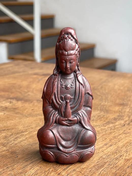 宜兴紫砂胎莲花座观音像，顺丰包邮 商品图0