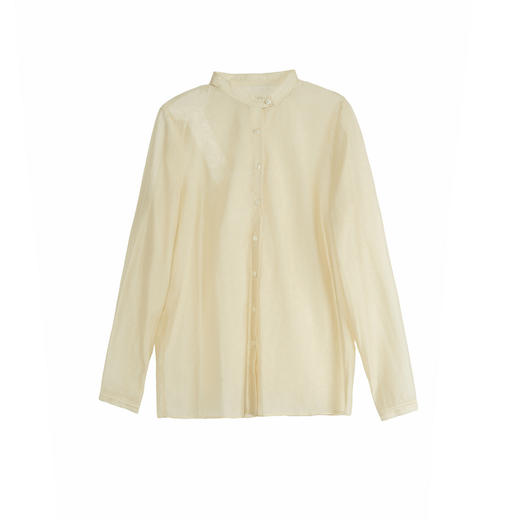 谜底天丝衬衫长袖女2025秋季新款通勤简约纯色圆领衬衣257MC7766 商品图4