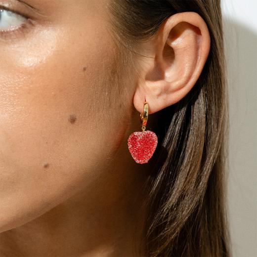 北京仓｜CRYSTAL HAZE-Jelly Heart Hoops-西瓜红色爱心 耳环［挪威设计师］ 商品图1