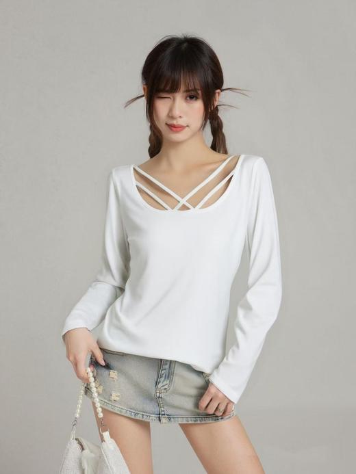 【诗铭洛可】W055前开叉上衣长袖T恤B9-1 商品图0