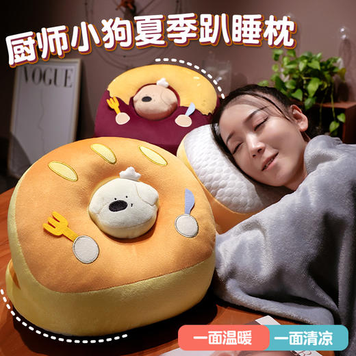 自然醒厨师小狗冰豆豆双面午睡枕办公室睡觉抱枕午休神器小学生儿童专用枕头QYL 商品图0