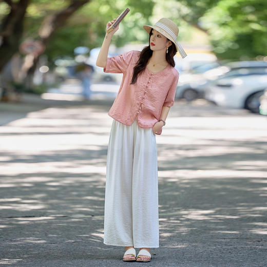 【预售3天】PY 休闲刺绣减龄衬衫阔腿裤套装 &MY2638 商品图0