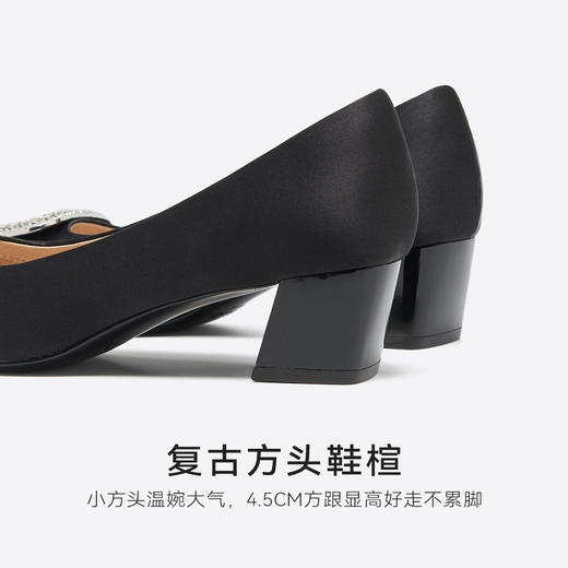 星期六通勤宝藏缎面水钻粗跟单鞋SSD3111078 商品图12