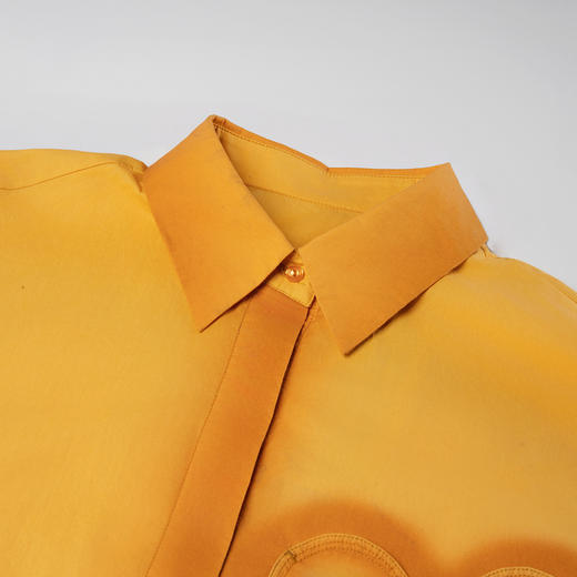 谜底大廓形衬衣2025秋季新款复古文艺渐变色中长款衬衫257MC7748 商品图3