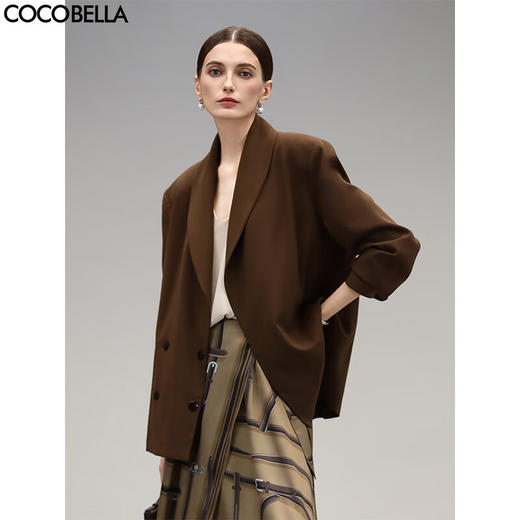 【限时秒杀】COCOBELLA静奢风阔肩精纺西装商务休闲双排扣西服外套SI3005 商品图0