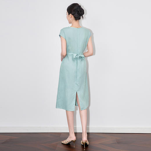 「高货wl」全新升级【铂金会员358/天猫479/差价121】(64757)洛诗琳法式气质钉珠连衣裙2025夏季不规则收腰显瘦系带裙 商品图2