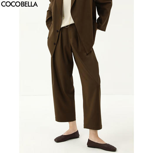 【限时特惠】COCOBELLA静奢商务休闲打褶哈伦裤通勤气质西裤梧桐裤PA3001 商品图0