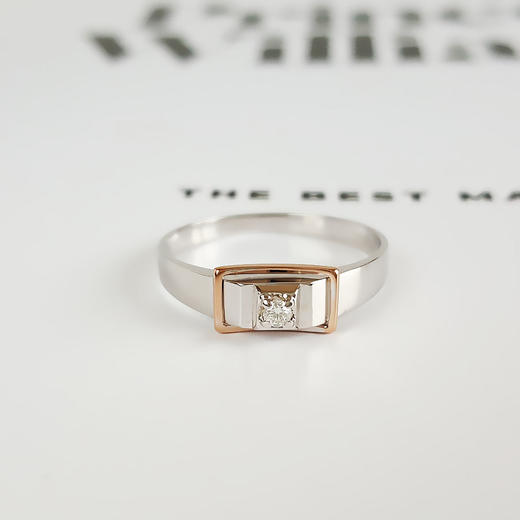 【天然正品】AU750双色金时尚经典款0.031克拉钻石戒指13号（戒圈可改）中性现售价：1580特价！260625NJM07 商品图5