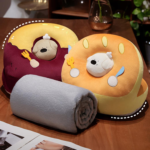 自然醒厨师小狗冰豆豆双面午睡枕办公室睡觉抱枕午休神器小学生儿童专用枕头QYL 商品图8