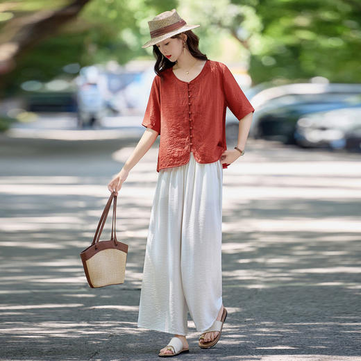 【预售3天】PY 休闲刺绣减龄衬衫阔腿裤套装 &MY2638 商品图1