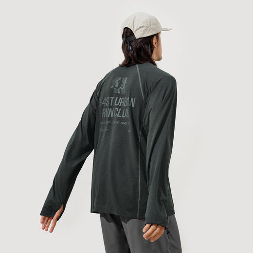 714street户外运动轻薄透气吸湿速干衣秋季新款印花落肩长袖T恤男 商品图2