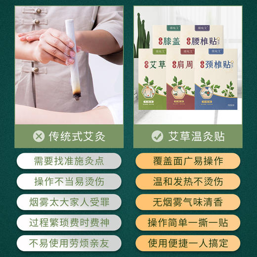 艾草膝盖贴 艾叶颈椎贴腰椎贴 艾灸贴暖贴艾草贴12贴/盒 商品图3