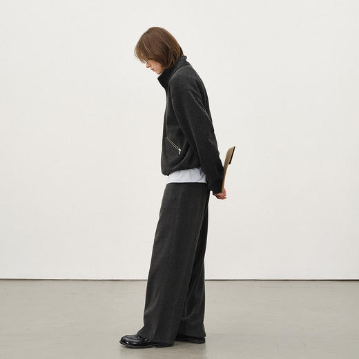 714street老钱风穿搭上衣秋冬新款银狐绒毛巾料半拉链立领卫衣男 商品图3