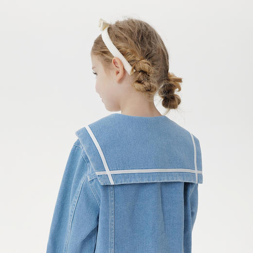 马克珍妮女童元气海军领纯棉牛仔外套2025年秋装新款551510 商品图2
