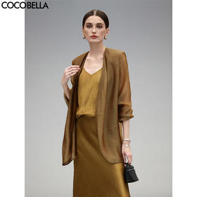 COCOBELLA静奢风双层微透视通勤西装女极简风无领外套SI3097-2