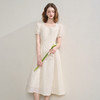 西遇法式气质方领泡泡袖连衣裙女秋季收腰显瘦度假长裙V2451093 商品缩略图4