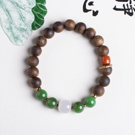 xy0444沉香+和田玉转运手串 商品图0