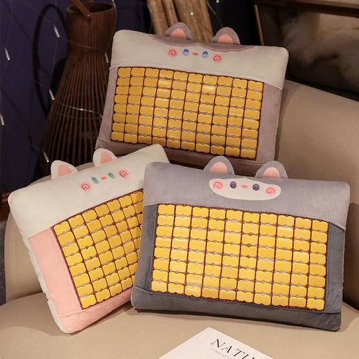 自然醒抱抱猫竹席小枕头夏季单人学生儿童凉席麻将枕办公室午睡小枕头QYL 商品图9