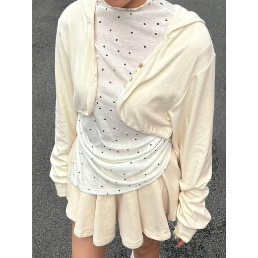 CryingCenter连帽纽扣短款长袖上衣休闲宽松开衫 哭喊中心 商品图1