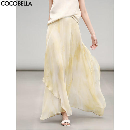 COCOBELLA温柔风不规则大摆半身裙度假风印花仙女半裙HS3120 商品图0