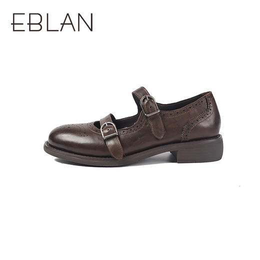 伊伴秋季复古英伦风布洛克雕花玛丽珍单鞋B25477601 商品图1