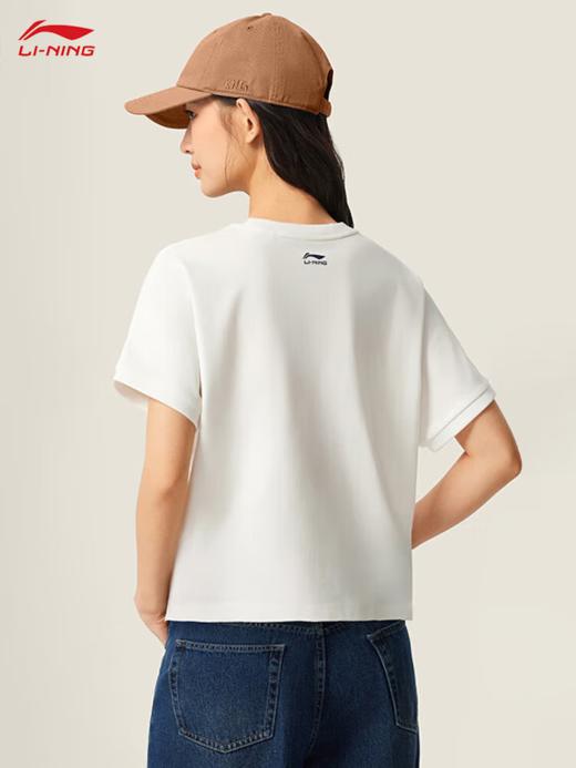 李宁（LI-NING）潮流运动短袖T恤衫女2025秋季圆领文化衫AHSV464 商品图2
