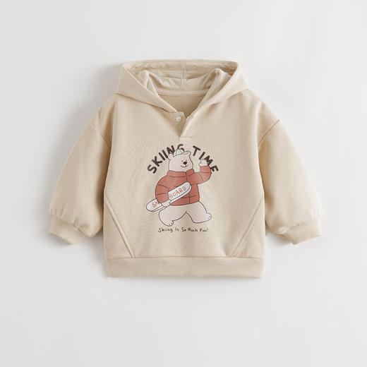 马克珍妮男童萌趣小熊软糯连帽卫衣宝宝外套2025年秋装新款551130 商品图2