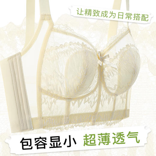 【大胸全包显小】超薄透气蕾丝调整型内衣女上托防垂收副乳文胸璀璨繁花 商品图0