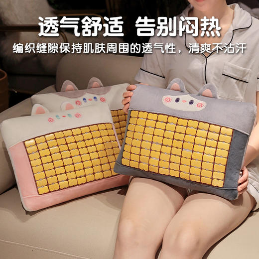 自然醒抱抱猫竹席小枕头夏季单人学生儿童凉席麻将枕办公室午睡小枕头QYL 商品图5