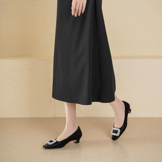 Westory2025年秋季小方头低跟单鞋通勤百搭浅口鞋S25CE76501 商品图4