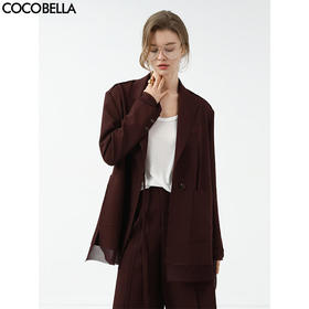 COCOBELLA[安可拉红]设计感毛边系带西装早秋气质通勤西服SI7028