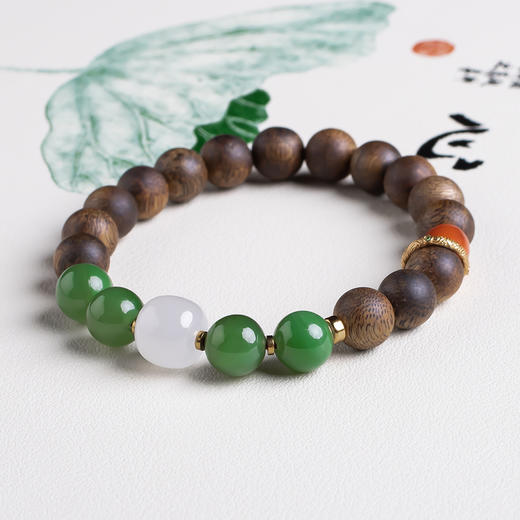 xy0444沉香+和田玉转运手串 商品图2