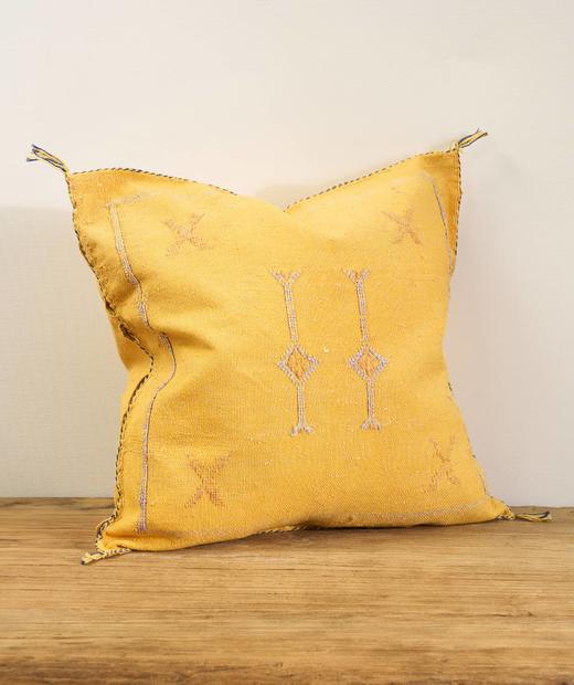 伽罗 JALO 摩洛哥进口手工龙舌兰丝抱枕【浅黄色&黄色2】约50x50cm 商品图5