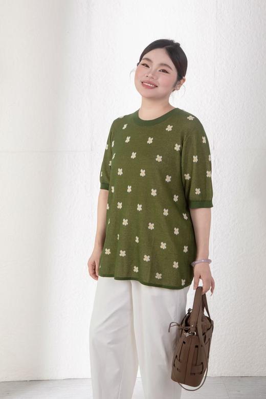 48小时发货【浮光针织衫】🌱穿出清爽感！法式提花点缀，薄款针织，宽松版型，舒适透气，松弛简约风，套头针织衫 商品图9