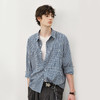 714street蓝色格子微宽松落肩纯棉长袖衬衫男女秋季新款miu系穿搭 商品缩略图0