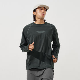 714street户外运动轻薄透气吸湿速干衣秋季新款印花落肩长袖T恤男