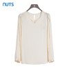 NUTS米杏色时尚通勤桑蚕丝宽松显瘦长袖套头衬衫女428012220 商品缩略图0