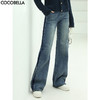 COCOBELLA拼色水洗直筒牛仔裤女秋撞色高腰休闲裤宽松阔腿裤DN26 商品缩略图0