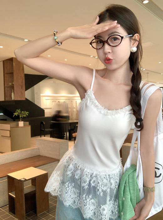 <曾小咸推荐>蕾丝边叠穿吊带背心 商品图4