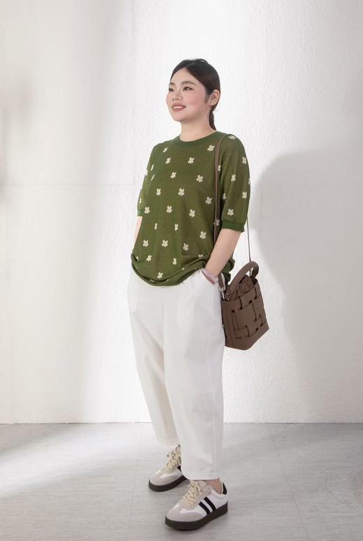 48小时发货【浮光针织衫】🌱穿出清爽感！法式提花点缀，薄款针织，宽松版型，舒适透气，松弛简约风，套头针织衫 商品图8