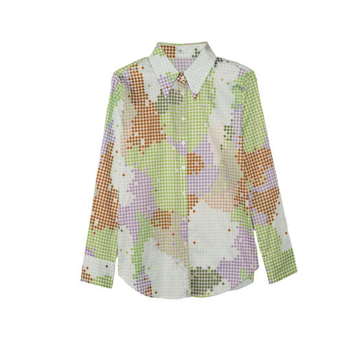 谜底100%棉花衬衫长袖女2025秋新款复古风印花宽松衬衣257MC7791 商品图4