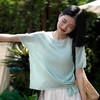 路易 阿贝格 复古圆领短袖薄上衣 清爽百搭 商品缩略图5