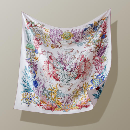 凤凰之家“海洋舞曲”88厘米双面印花大方巾 商品图3