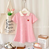 【运动风条纹连衣裙，A类品质，柔软舒适】女童夏装短袖甜美 宝宝条纹学院风公主裙 女孩短袖夏季睡裙连衣裙-QA 商品缩略图2