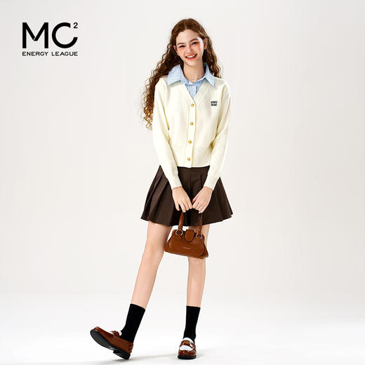 女装牛仔衬衫领拼接毛衣开衫-9115M5212381 商品图2